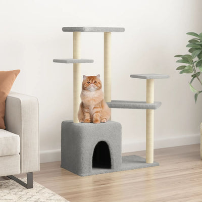 Vidaxl -Katzenmöbel mit Sisal -Kratzerpfosten 107,5 cm hellgrau
