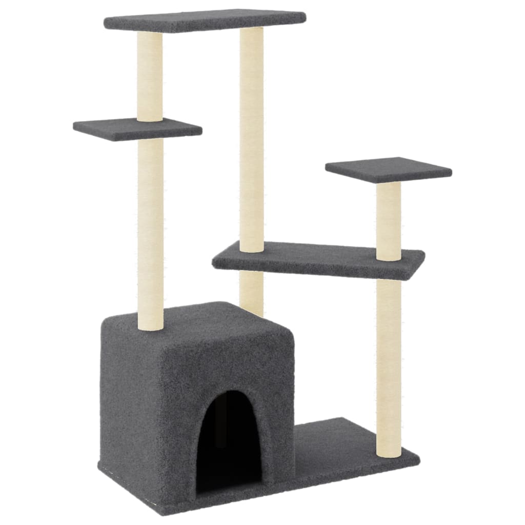 Vidaxl -Katzenmöbel mit Sisal -Kratzerpfosten 107,5 cm dunkelgrau
