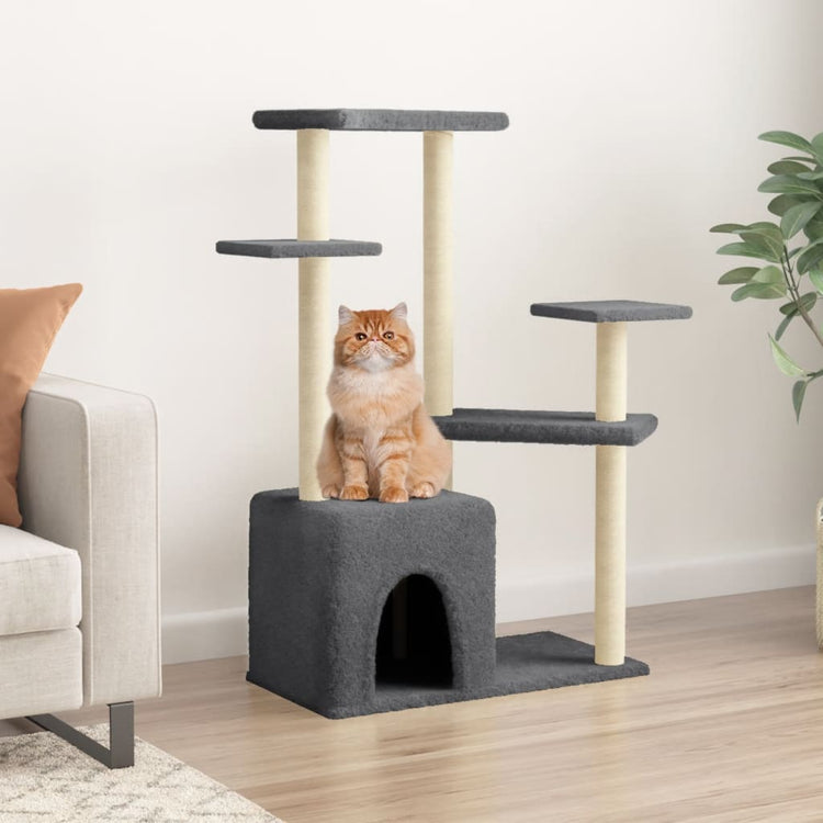Vidaxl -Katzenmöbel mit Sisal -Kratzerpfosten 107,5 cm dunkelgrau