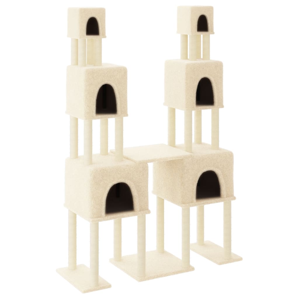 Vidaxl -Katzenmöbel mit Sisal -Kratzer -Pfosten 199 cm creme -gelenkt