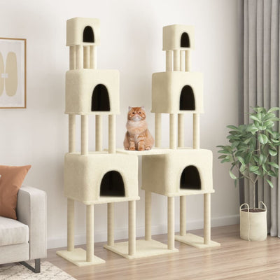 Vidaxl -Katzenmöbel mit Sisal -Kratzer -Pfosten 199 cm creme -gelenkt