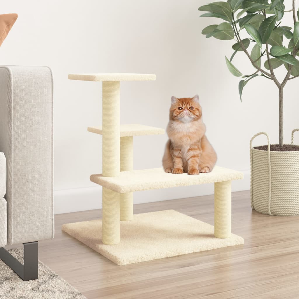 Vidaxl -Katzenmöbel mit Sisal -Kratzerpfosten 61 cm creme -gelenkt