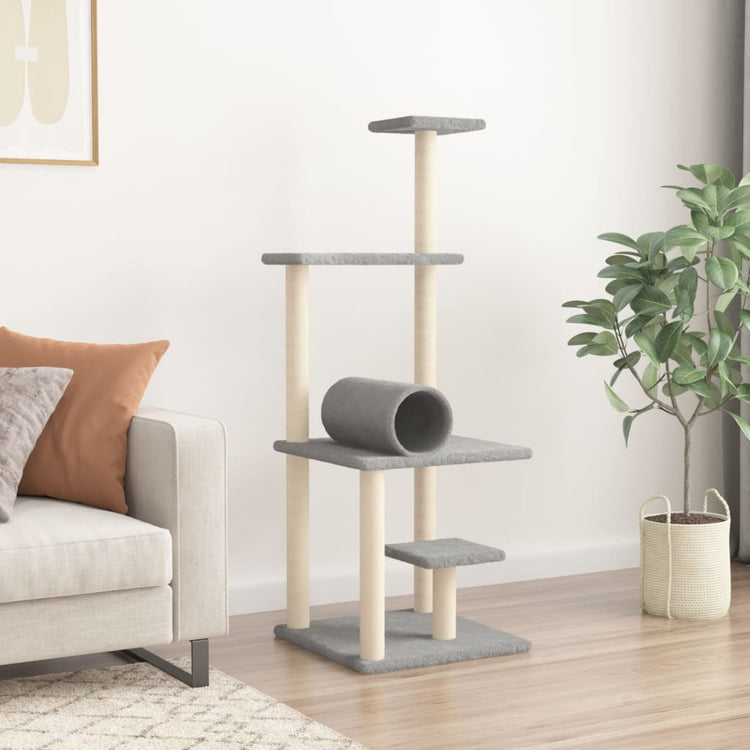 Vidaxl -Katzenmöbel mit Sisal -Kratzerpfosten 136 cm hellgrau