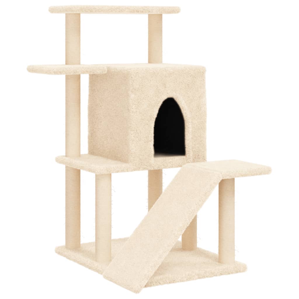 Vidaxl -Katzenmöbel mit Sisal -Kratzerposten 97 cm creme -gelenkt