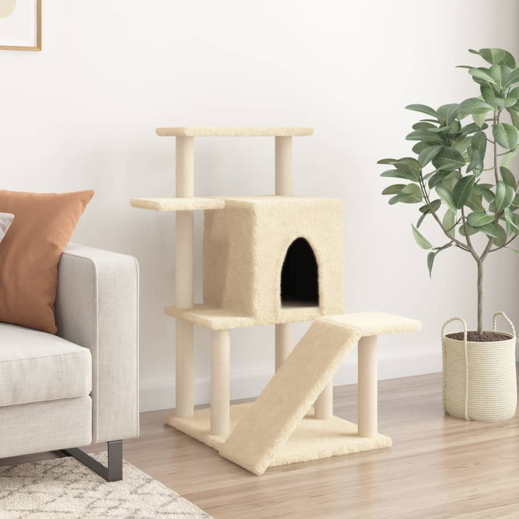 Vidaxl -Katzenmöbel mit Sisal -Kratzerposten 97 cm creme -gelenkt