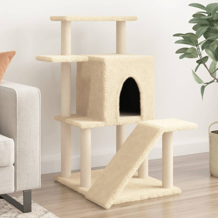 Vidaxl -Katzenmöbel mit Sisal -Kratzerposten 97 cm creme -gelenkt