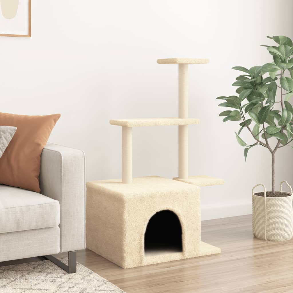 Vidaxl -Katzenmöbel mit Sisal -Kratzerpfosten 110 cm Creme -Colored
