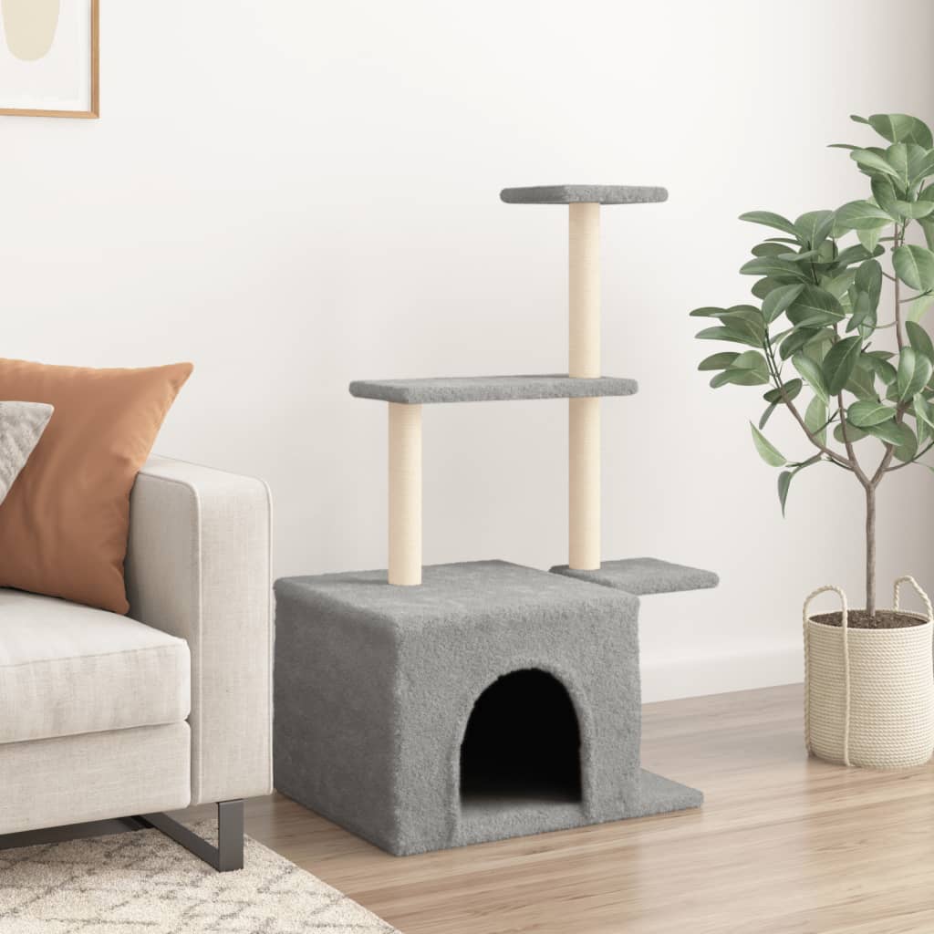 Vidaxl -Katzenmöbel mit Sisal -Kratzerpfosten 110 cm hellgrau