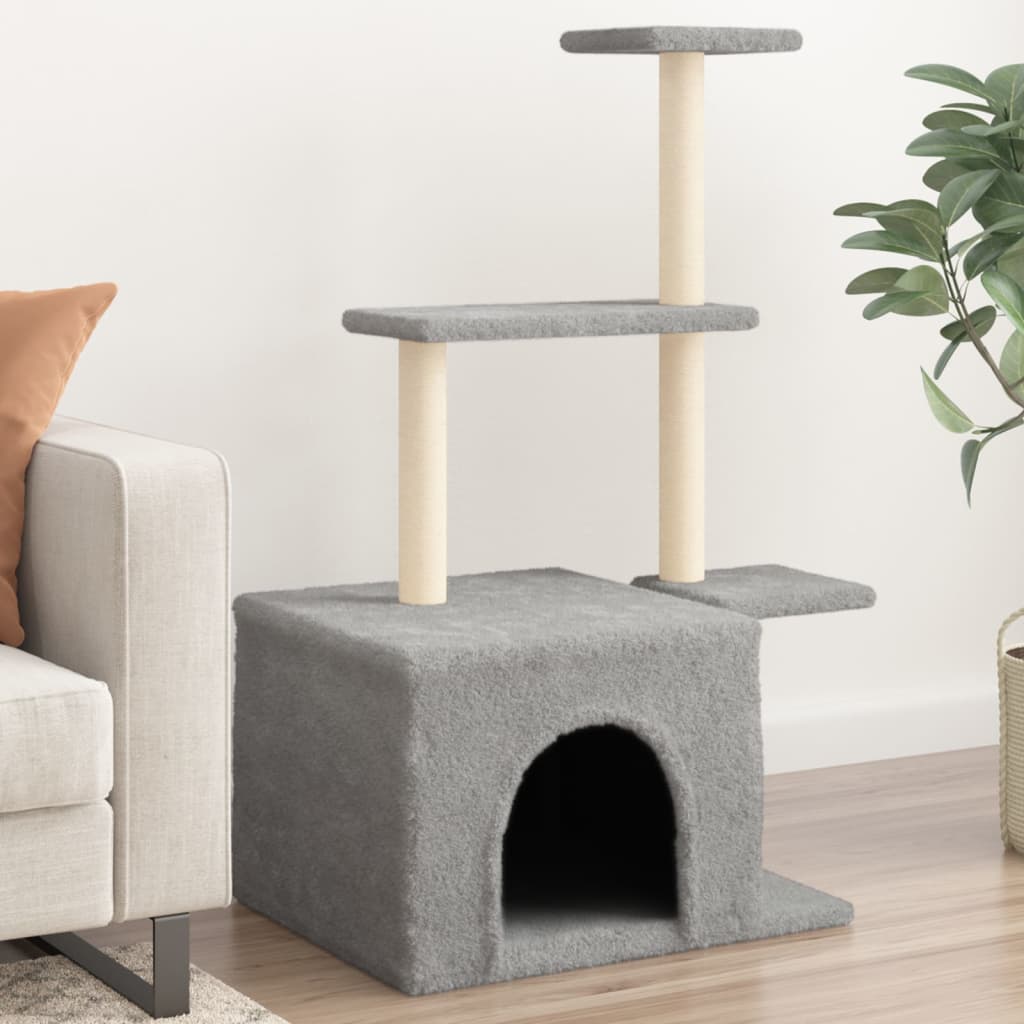 Vidaxl -Katzenmöbel mit Sisal -Kratzerpfosten 110 cm hellgrau