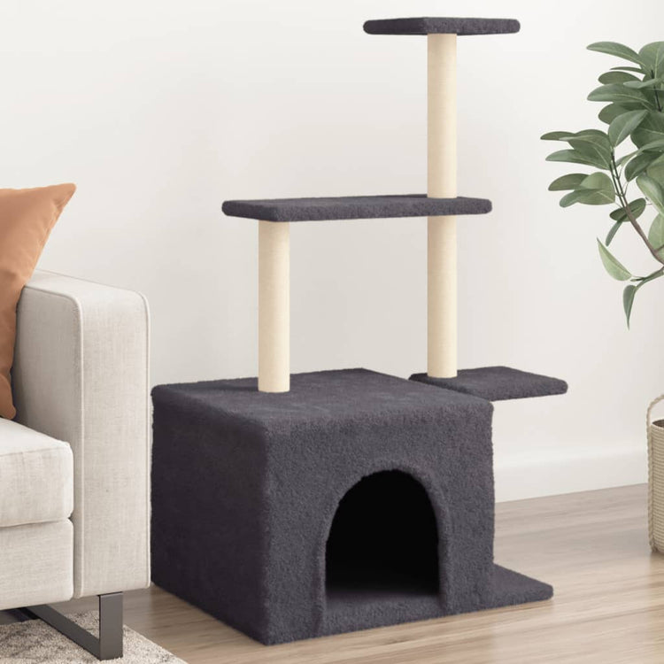 Vidaxl -Katzenmöbel mit Sisal -Kratzerpfosten 110 cm dunkelgrau