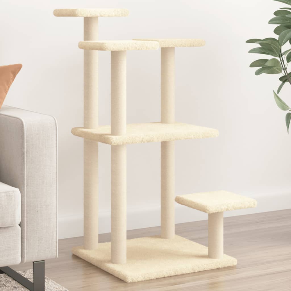 VIDAXL CROCKING POST mit Plattformen 98,5 cm Creme -Colored