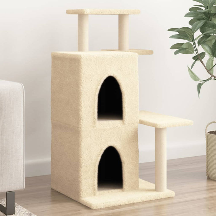 Vidaxl -Katzenmöbel mit Sisal -Kratzerposten 97 cm creme -gelenkt