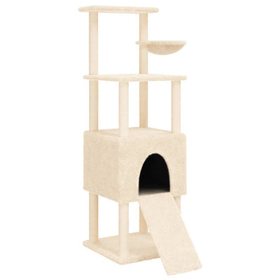 Vidaxl -Katzenmöbel mit Sisal -Kratzerpfosten 153 cm creme -gelenkt
