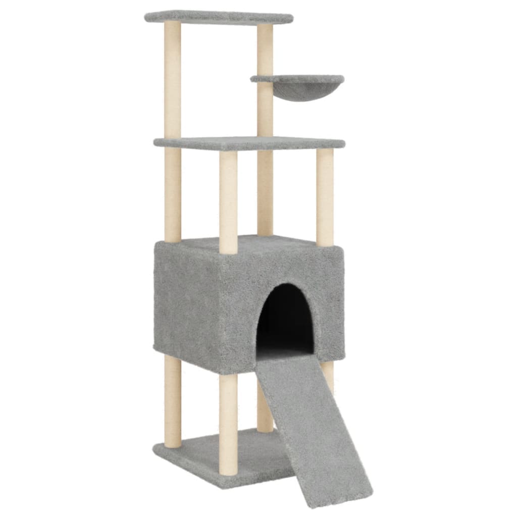 Vidaxl -Katzenmöbel mit Sisal -Kratzerpfosten 153 cm hellgrau
