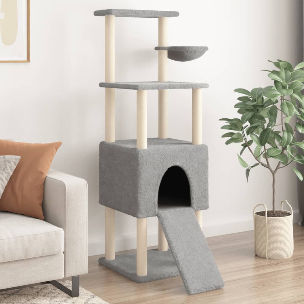 Vidaxl -Katzenmöbel mit Sisal -Kratzerpfosten 153 cm hellgrau