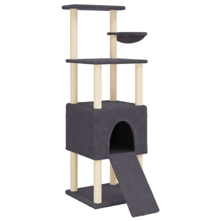 Vidaxl -Katzenmöbel mit Sisal -Kratzerpfosten 153 cm dunkelgrau