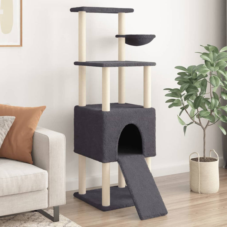 Vidaxl -Katzenmöbel mit Sisal -Kratzerpfosten 153 cm dunkelgrau