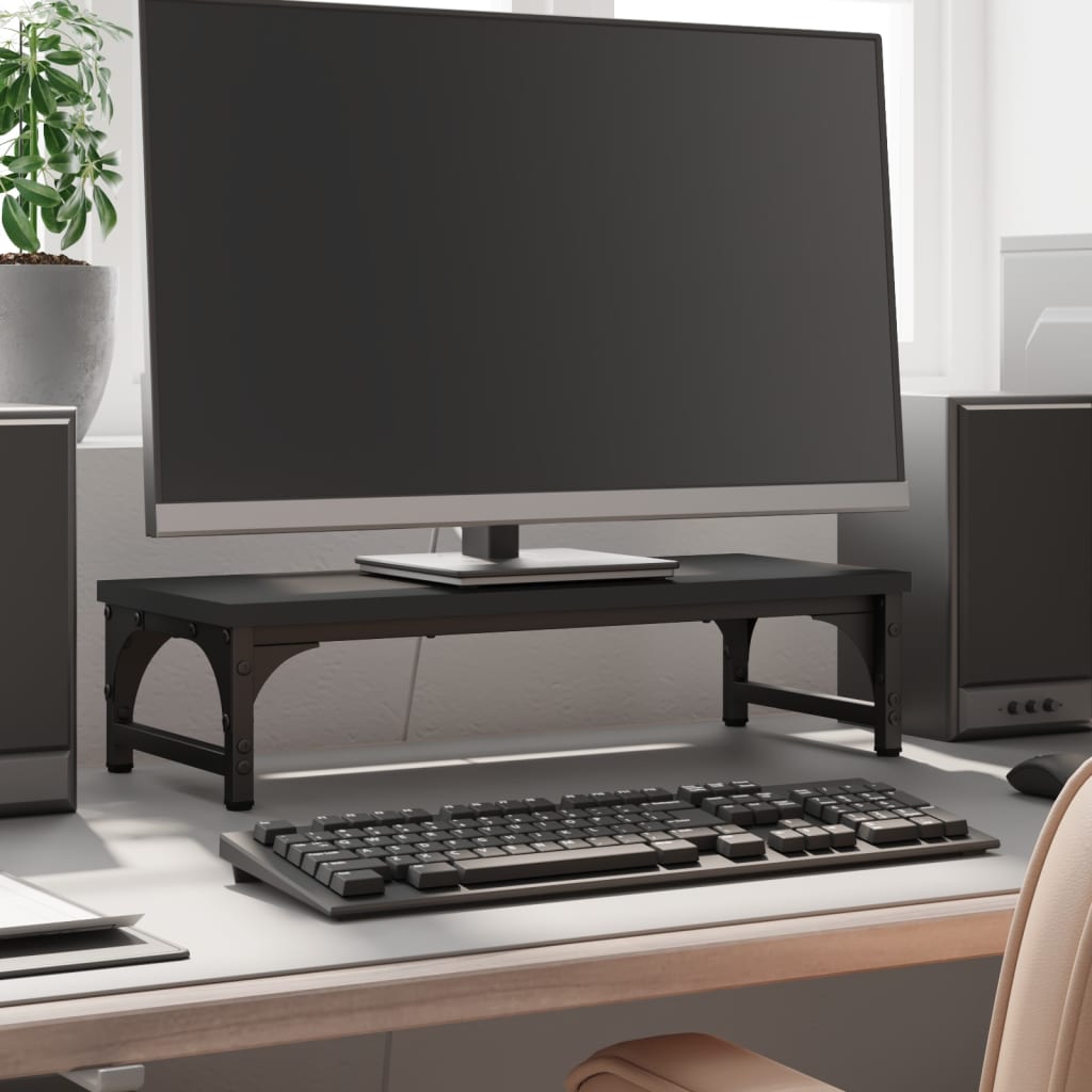 Vidaxl Monitor Standard 55x23x14 cm verarbeitetes Holzschwarz schwarz