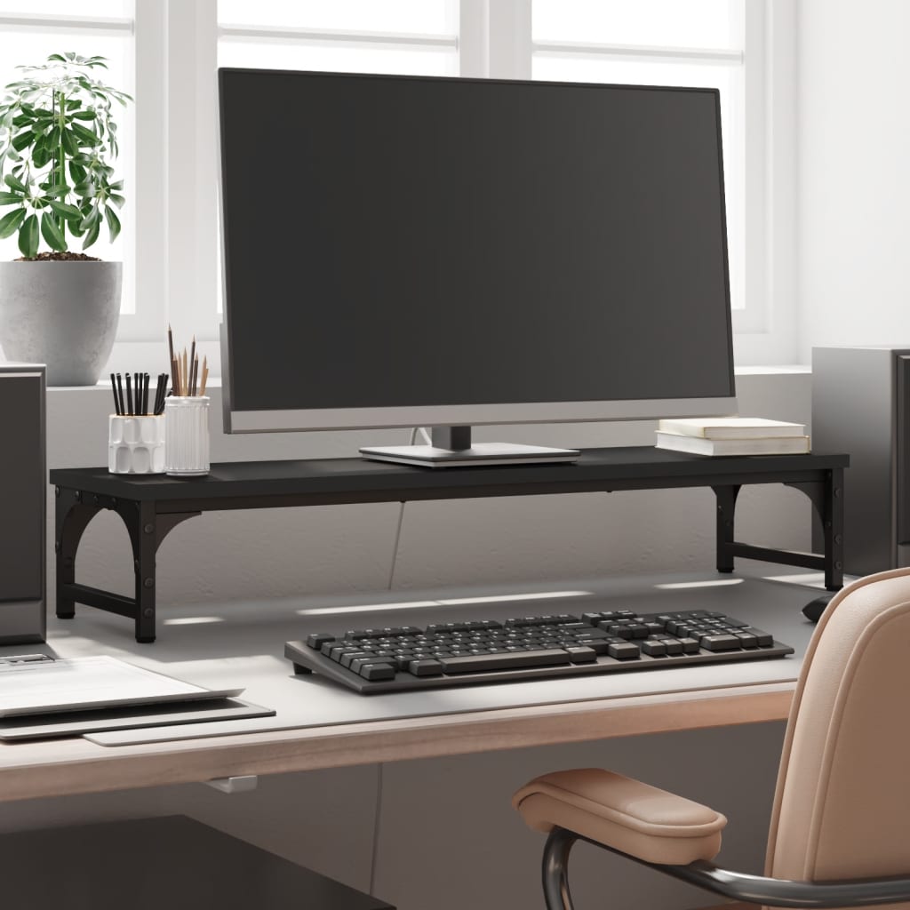 Vidaxl Monitor Standard 85x23x15.5 cm verarbeitetes Holz schwarz