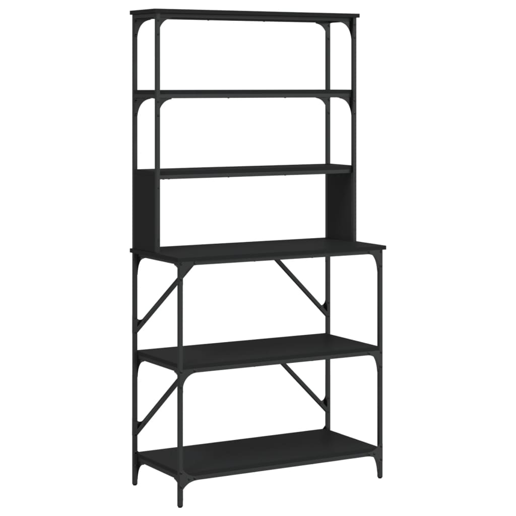 Vidaxl Bakkersrek 6-layer 90x40x180 cm verarbeitetes Holzschwarz