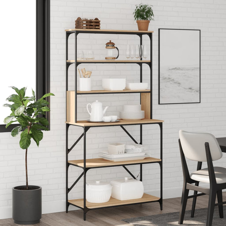 Vidaxl Bakkersrek 6-layer 90x40x180 cm verarbeitete Holz Sonoma Eiche Farbe
