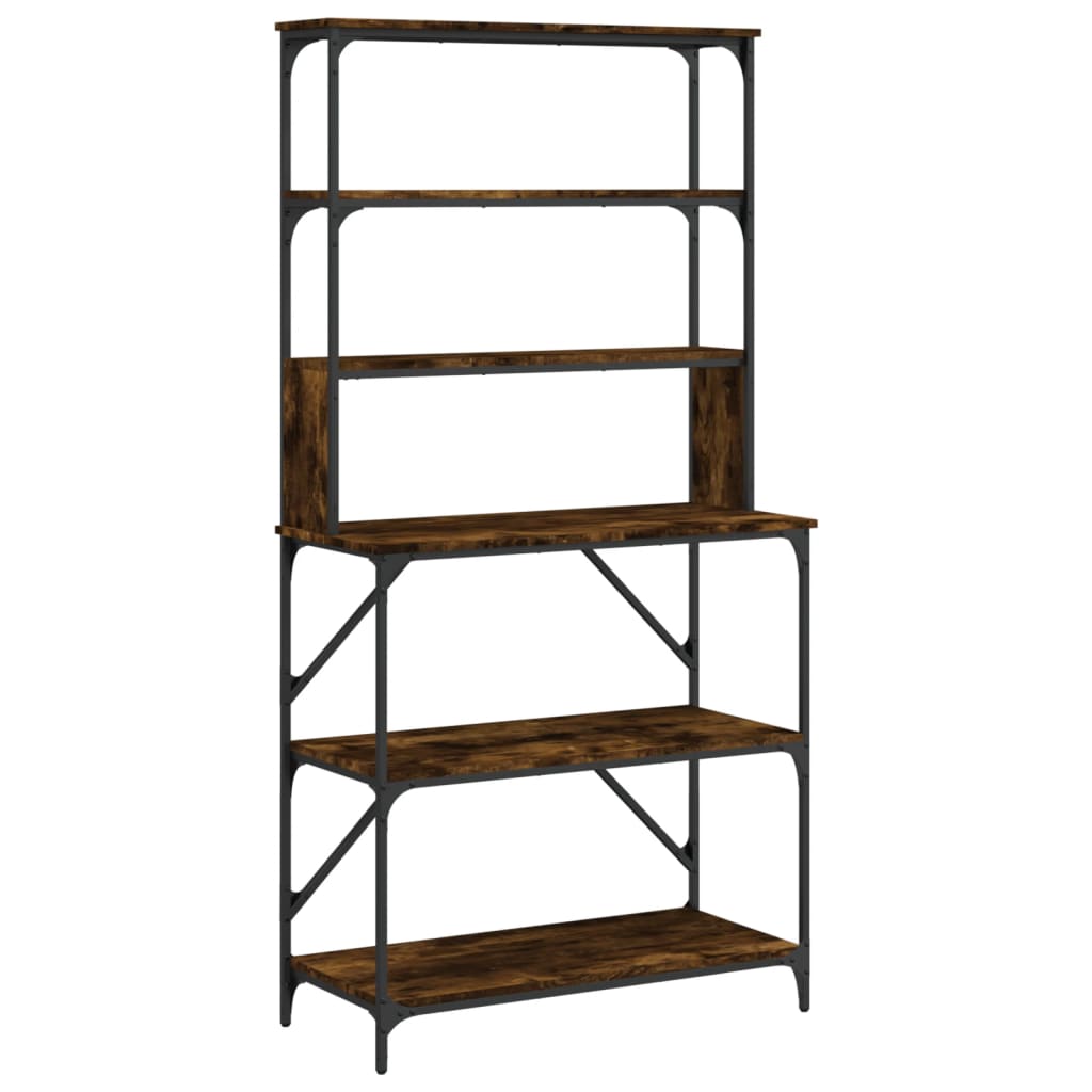 VIDAXL BAKKERSREK 6-LAYER 90X40X180 CM PRISHED HOLKEL Räucher Eiche Farbe