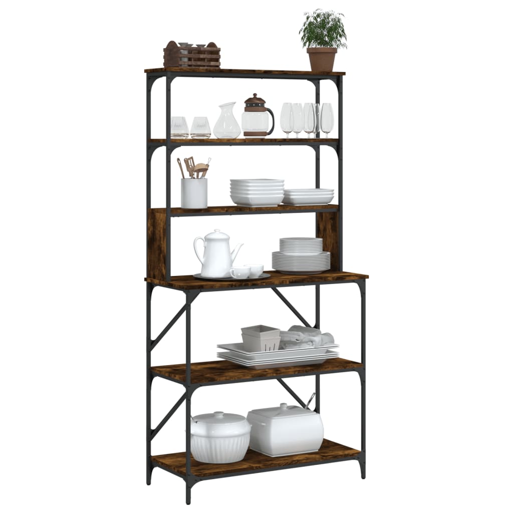 VIDAXL BAKKERSREK 6-LAYER 90X40X180 CM PRISHED HOLKEL Räucher Eiche Farbe