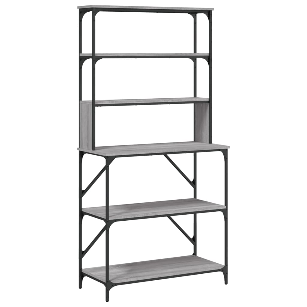 Vidaxl Bakkersrek 6-layer 90x40x180 cm verarbeiteter Holzgrau Sonoma Eiche