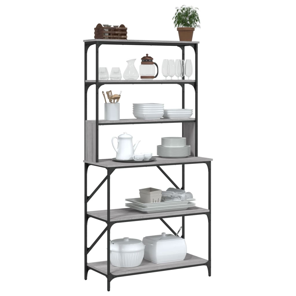 Vidaxl Bakkersrek 6-layer 90x40x180 cm verarbeiteter Holzgrau Sonoma Eiche