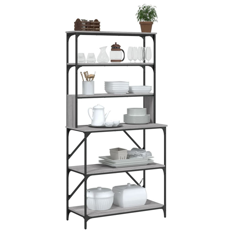 Vidaxl Bakkersrek 6-layer 90x40x180 cm verarbeiteter Holzgrau Sonoma Eiche