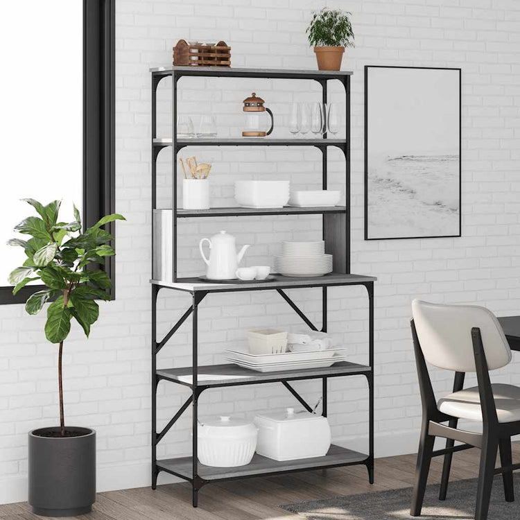 Vidaxl Bakkersrek 6-layer 90x40x180 cm verarbeiteter Holzgrau Sonoma Eiche