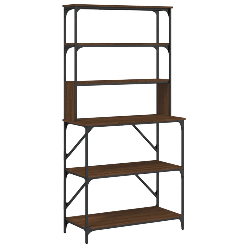 Vidaxl Bakers Rack 6-layer 90x40x180 cm verarbeitete Holzbraune Eiche Farbe