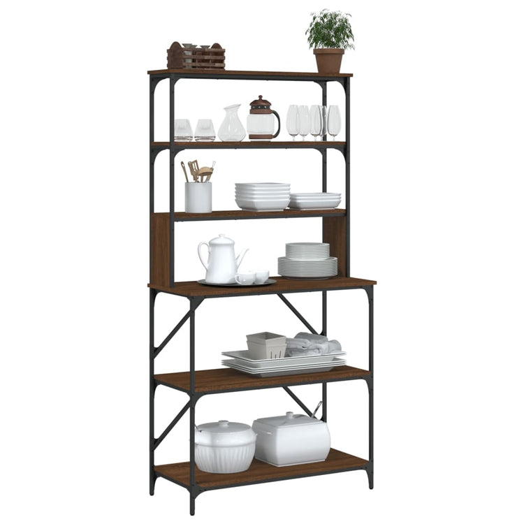 Vidaxl Bakers Rack 6-layer 90x40x180 cm verarbeitete Holzbraune Eiche Farbe