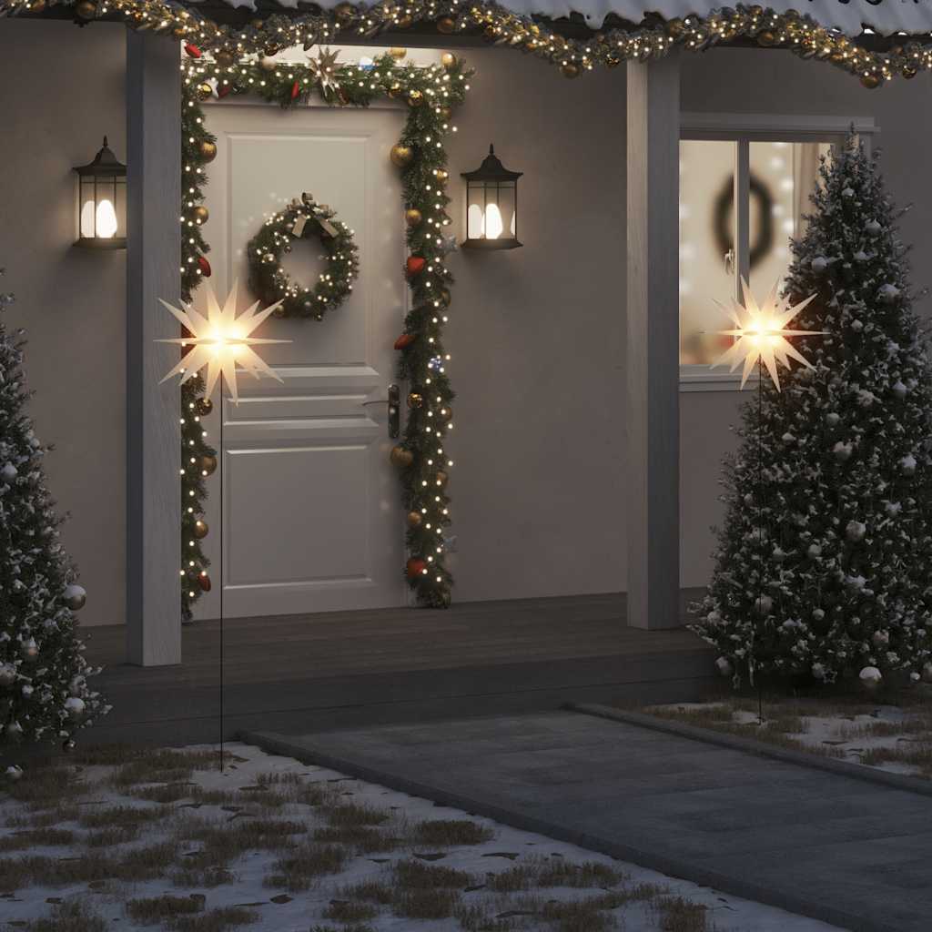 Vidaxl Weihnachtslampe mit Erdnadel und LED faltbar 57 cm weiß