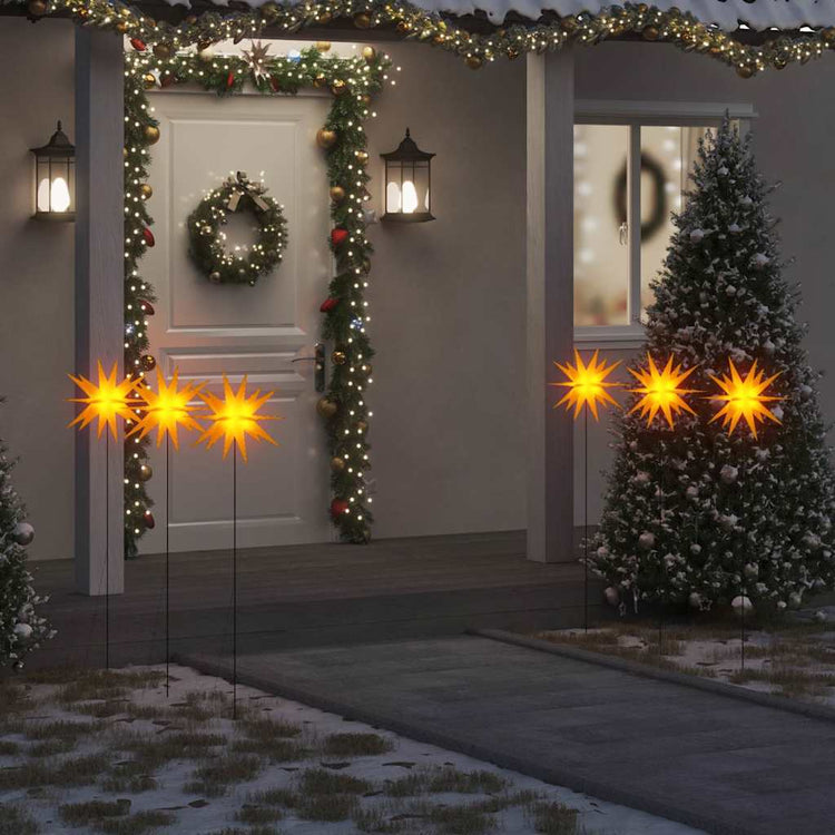 VIDAXL -Weihnachtslampen mit Erdnadel und LEDs 3 ST 35 cm Gelb