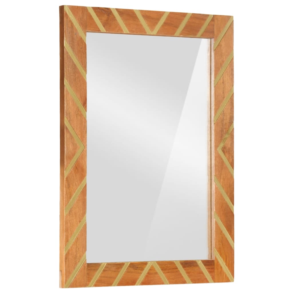 Vidaxl Badezimmerspiegel 50x70x3 cm Festes Mangoholz und Glasbraun