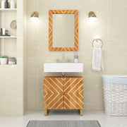 Vidaxl Badezimmerspiegel 50x70x3 cm Festes Mangoholz und Glasbraun - afbeelding 1