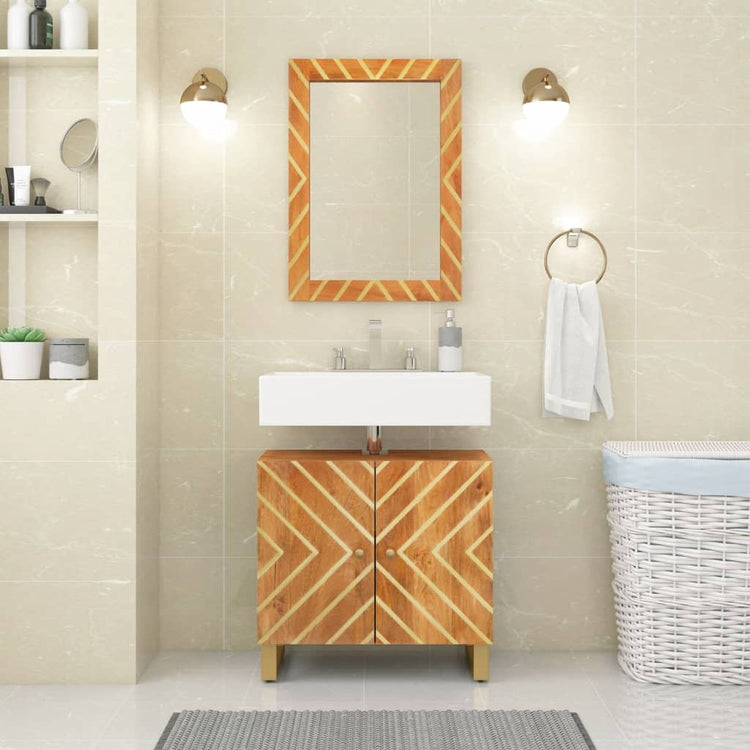 Vidaxl Badezimmerspiegel 50x70x3 cm Festes Mangoholz und Glasbraun
