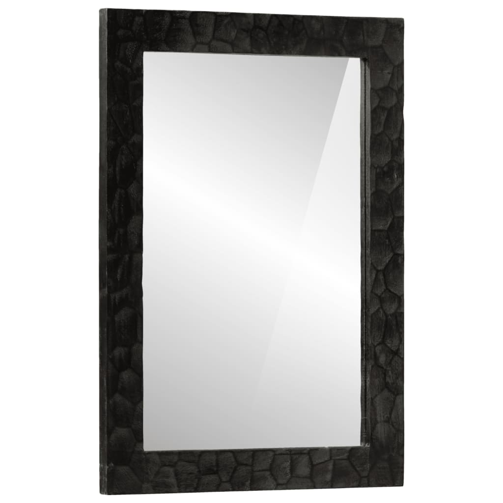 Vidaxl Badezimmerspiegel 50x70x2,5 cm Festes Mangoholz und Glasschwarz