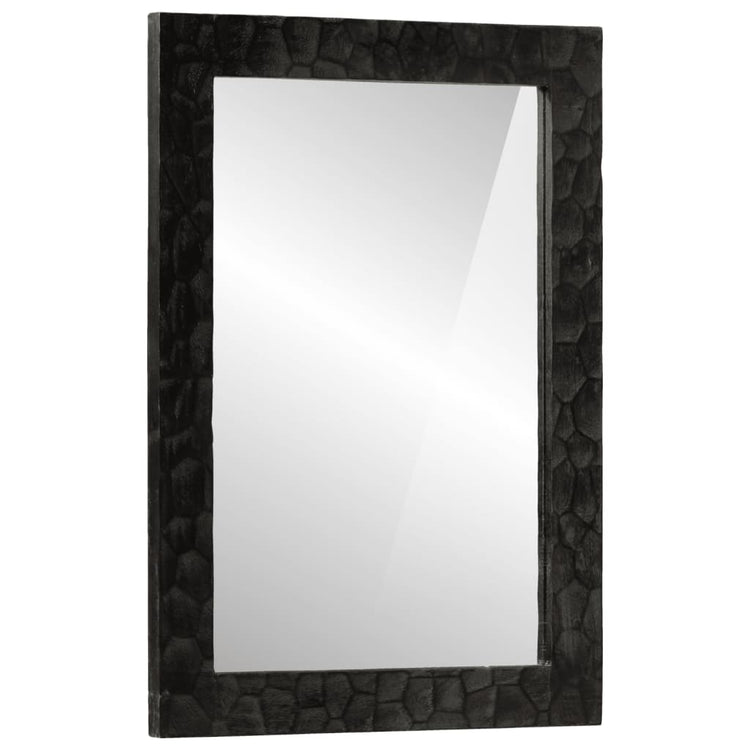 Vidaxl Badezimmerspiegel 50x70x2,5 cm Festes Mangoholz und Glasschwarz