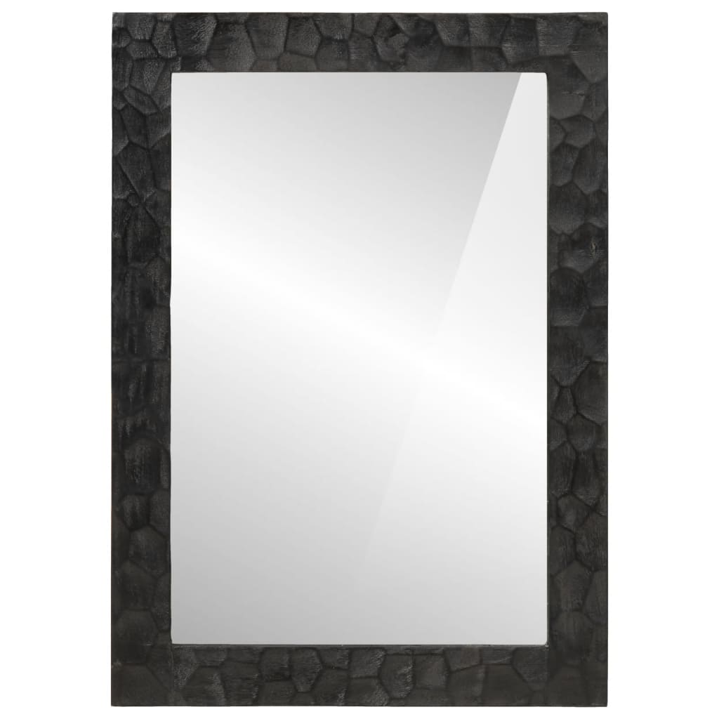 Vidaxl Badezimmerspiegel 50x70x2,5 cm Festes Mangoholz und Glasschwarz