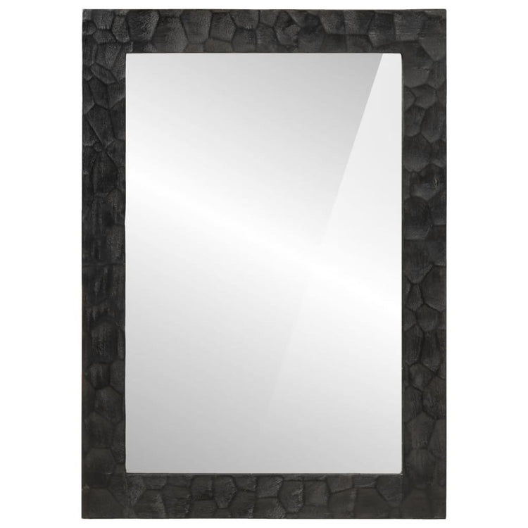 Vidaxl Badezimmerspiegel 50x70x2,5 cm Festes Mangoholz und Glasschwarz