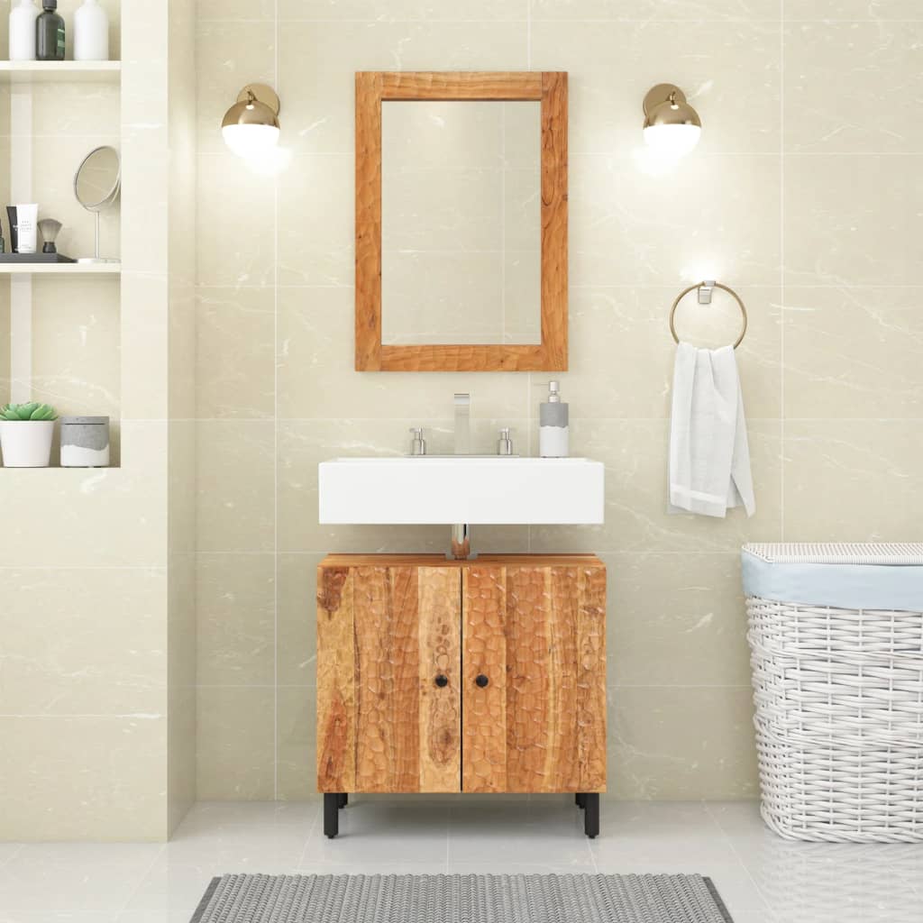 Vidaxl Badezimmerspiegel 50x70x2,5 cm Festes Akazienholz und Glas