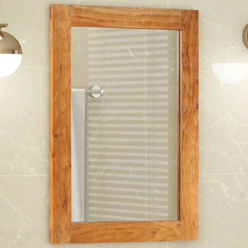 Vidaxl Badezimmerspiegel 50x70x2,5 cm Festes Akazienholz und Glas