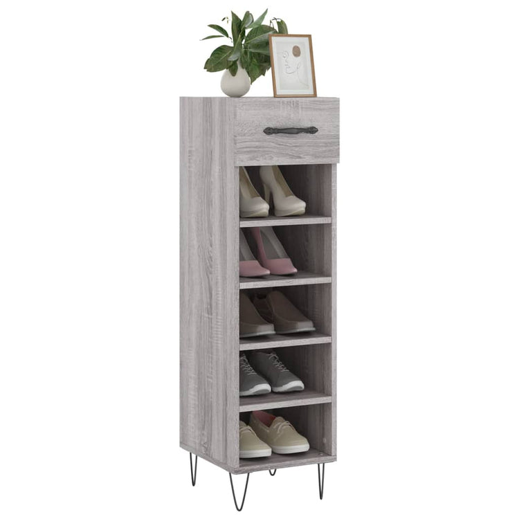 Vidaxx Schuhschrank 30x35x105 cm, Holzwerkstoff, Farbe Sonoma-Eiche grau