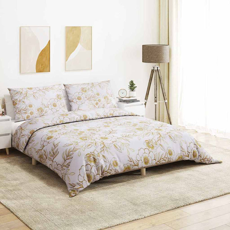 Vidaxl Duvet Overray Set 140x200 cm Baumwoll weiß und braun
