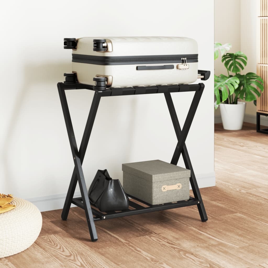 vidaxl Gepäckträger Schwarz 68x38x58 cm Bambus