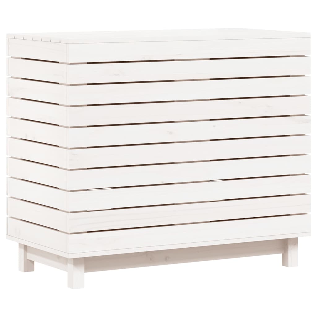 Vidaxl Waschkorb 88.5x44x76 CM Festkiefer weiß