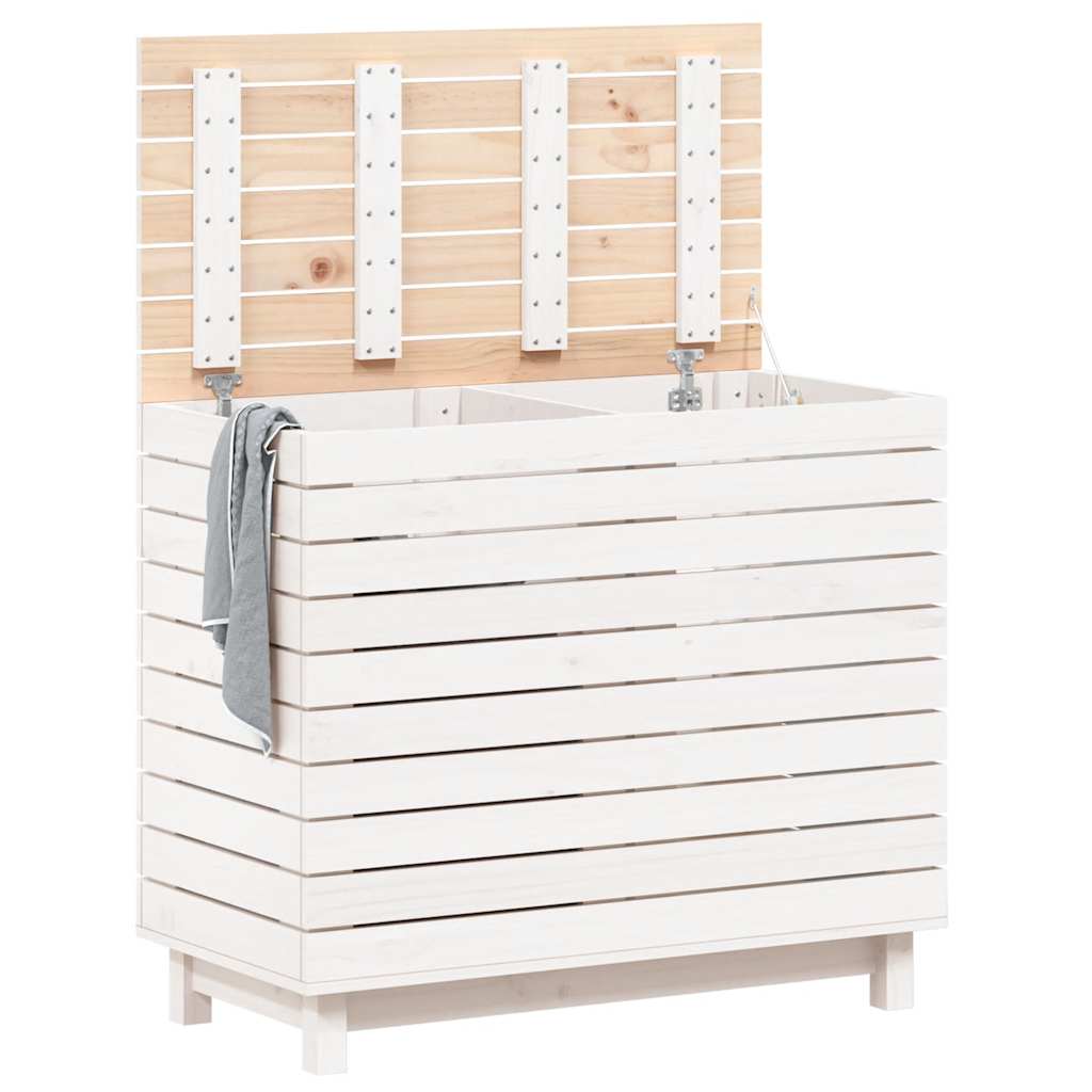 Vidaxl Waschkorb 88.5x44x76 CM Festkiefer weiß