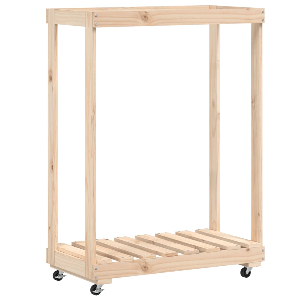VIDAXL -Holzblockhalter mit Rädern 76,5 x 40 x 108 cm Festkiefer